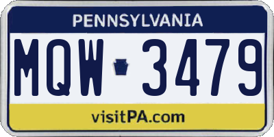PA license plate MQW3479