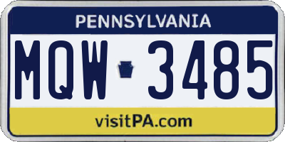 PA license plate MQW3485