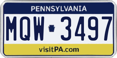 PA license plate MQW3497