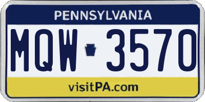 PA license plate MQW3570