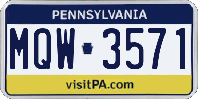 PA license plate MQW3571
