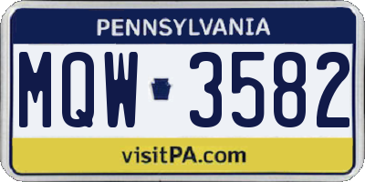 PA license plate MQW3582