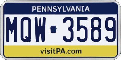 PA license plate MQW3589