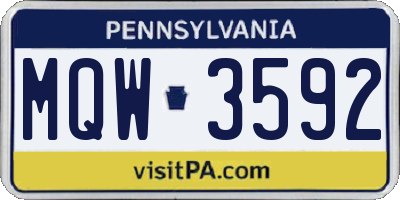 PA license plate MQW3592