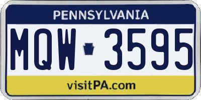 PA license plate MQW3595