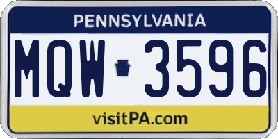 PA license plate MQW3596
