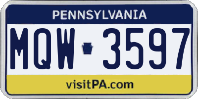 PA license plate MQW3597