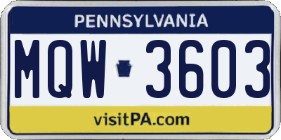 PA license plate MQW3603