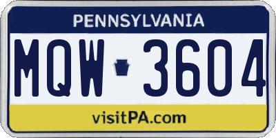 PA license plate MQW3604