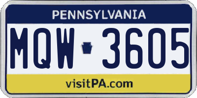 PA license plate MQW3605