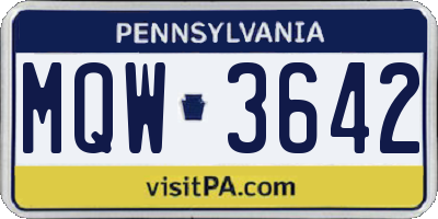 PA license plate MQW3642