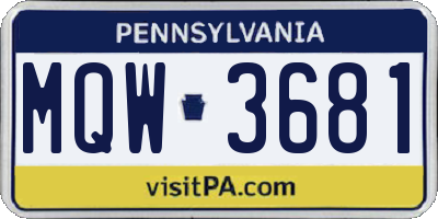 PA license plate MQW3681