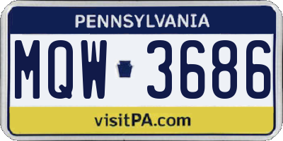PA license plate MQW3686
