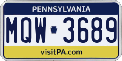 PA license plate MQW3689