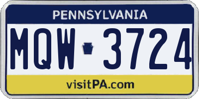 PA license plate MQW3724