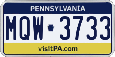 PA license plate MQW3733
