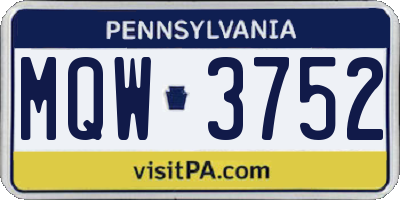 PA license plate MQW3752