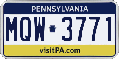 PA license plate MQW3771