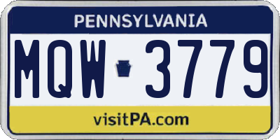 PA license plate MQW3779