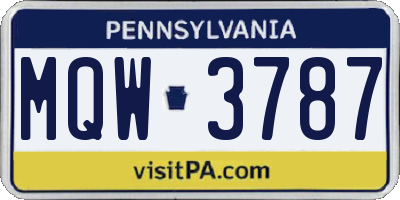 PA license plate MQW3787