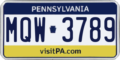 PA license plate MQW3789