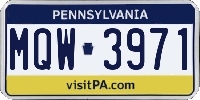 PA license plate MQW3971