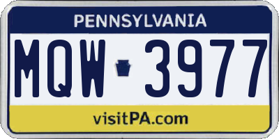 PA license plate MQW3977