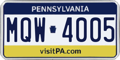 PA license plate MQW4005