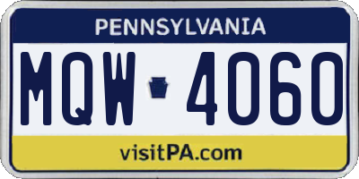 PA license plate MQW4060