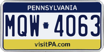 PA license plate MQW4063