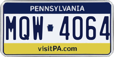 PA license plate MQW4064