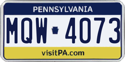 PA license plate MQW4073