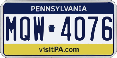 PA license plate MQW4076