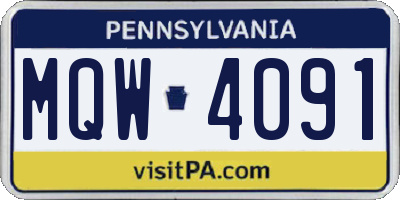 PA license plate MQW4091
