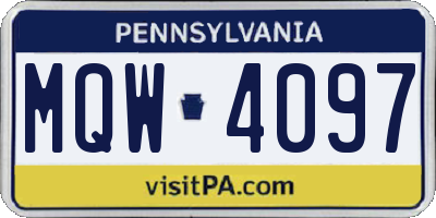 PA license plate MQW4097