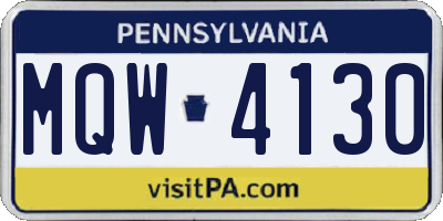 PA license plate MQW4130