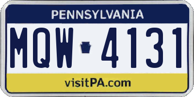 PA license plate MQW4131