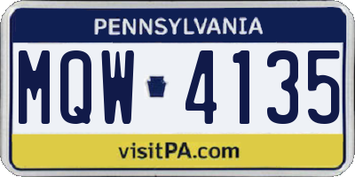 PA license plate MQW4135