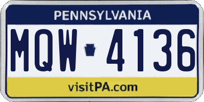 PA license plate MQW4136