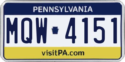 PA license plate MQW4151