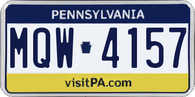 PA license plate MQW4157