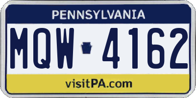 PA license plate MQW4162