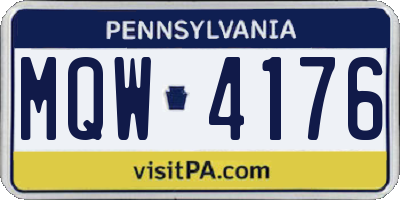 PA license plate MQW4176