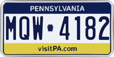 PA license plate MQW4182