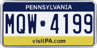 PA license plate MQW4199