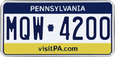 PA license plate MQW4200