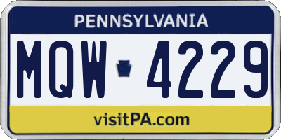 PA license plate MQW4229