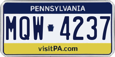 PA license plate MQW4237