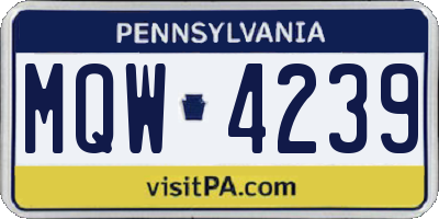 PA license plate MQW4239