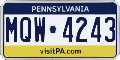 PA license plate MQW4243